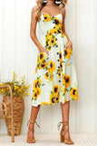 Dodobye-Sunflower Pineapple Pattern Sling Open Back Sexy Dress