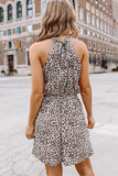 Dodobye-Leopard Halter Neck High Waisted Casual Dress