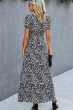 Dodobye-Leopard Print V Neck Side Slit Maxi Dress