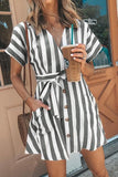Dodobye-Slim-fit Sexy Striped Strappy Dress