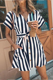 Dodobye-Slim-fit Sexy Striped Strappy Dress