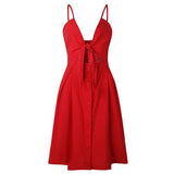 Dodobye-Sexy Strap Button V-Neck Sleeveless Backless Dress