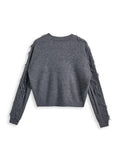 Dodobye-Solid Tassel Cable Knit Sweater