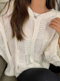 Dodobye-Solid Cutout Loose Knit Sweater