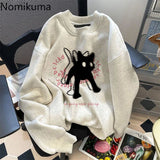 Dodobye Cat Letter Print Hoodies Women Clothes O-neck Casual Fashion Thicked Y2k Tops 2025 Ropa Mujer Streetwear Sweatshirts Ropa Mujer