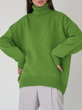 christmas outfit Dodobye Long Sleeves Loose Solid Color High Neck Knitwear Pullovers Sweater Tops