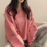 christmas outfit Dodobye Solid Color Embroidered Logo Pullover Sweatshirt