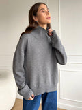 Dodobye Oversize Solid Women Knitwear Turtleneck Patchwork Pleated Female Sweater 2025 Autumn Winter Full Sleeve Casual Lady Pullover