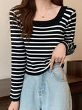 Dodobye Stripe Print Long Sleeves Knits