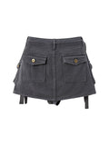 Dodobye Grey Mini Skirts Womens 2025 High Waist Cargo Skirt Fashion Autumn Winter Woman Skirt Streetwear Short Skirts Pockets For Women