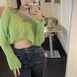 Black Friday Dodobye Twist Thin Sweater Women Knit Loose Solid Sexy V-Neck Long Sleeve Fall Pullover Casual Pretty Style Sweet Female Fashion Jumpers