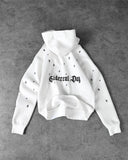 Dodobye 90s Streetwear Harajuku Fashion White Hoodies Letter Star Embroidery Pattern Loose Casual Long Sleeve Sweatshirt Men Clothing Versatile Hoodie