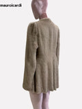 christmas outfit Dodobye Winter Elegant Luxury Short Fitted Thick Warm Soft Skirted Faux Mink Fur Coat Jacket Women with Long Puff Sleeve