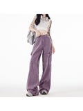 Dodobye Women's Vintage Purple Jeans Baggy High Waist Denim Trouser Korean 90s 2000s Y2k Punk Harajuku Aesthetic Wide Leg Pants Clothes