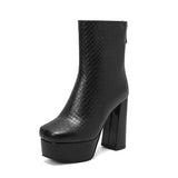 thanksgiving outfit Dodobye Fashion Ladies Ankle Boots Toe High Heels 12.5cm Platform 3.5cm Sexy Women Booties Big Size 49 50