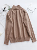 christmas outfit Dodobye Stylish Long Sleeves Loose Solid Color High-Neck Sweater Tops