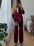 Dodobye Knitted Cardigans Pants Set Women Polo Collar Zipper Sweater Wide Leg High Waist Trousers Suits 2 Pieces 2025 Autumn Female Sets