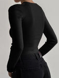 Dodobye-Solid Cutout Cropped Long Sleeve Knit