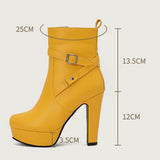 thanksgiving outfit Dodobye Design Women Ankle Boots Round Toe Thin Heels 12cm Platform 3cm Decor 48 49 50 Sexy Party Bota