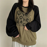 christmas outfit Dodobye Vintage Raglan Long Sleeve Patchwork Sweatshirt