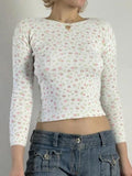 Dodobye-Ditsy Floral Print Crew Neck Long Sleeve Knit