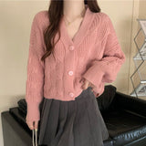 Dodobye Japan Women Soft Sweet Cardigan Sweaters Casual Lazy Wind Loose Elegant Knitted Coat Fashion V Neck Preppy Style Short Tops