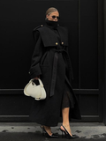 christmas outfit Dodobye Fashion Women's Stand Collar Woolen Overcoat With Belt Elegant Black Double Breasted Long Sleeve Jacket 2024 Lady Street Outwear