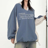 christmas outfit Dodobye V-Neck Patchwork Oversized Sweatshirt