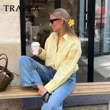 thanksgiving outfit Dodobye 2024 Spring Summer Casual Women Shirts Fashion Vintage Striped Thin Turn-down Collar Single Breasted Yellow Casual Shirts