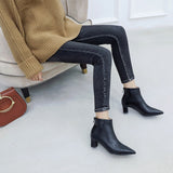 thanksgiving outfit Dodobye ankle boots women Pointed toe bootie 5cm Thick heel botines mujer chaussures femme Spring A1439