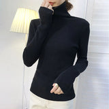 Black Friday Dodobye Zoki Autumn Fashion Women Turtleneck Sweater Korean Long Sleeve Simple Basic Slim Elastic Jumper Solid Screw Thread Elegant Tops