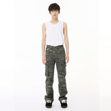 Dodobye American Style Side Panel Large Pocket Camouflage Workwear Jeans Pants High Street Straight Tooling Denim Trousers