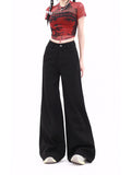 Dodobye Women Black Gothic Y2k Jeans Harajuku Aesthetic Japanese 2000s Style Baggy Denim Trousers Vintage Emo Jean Pants Trashy Clothes