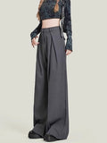 Dodobye Women's Grey Baggy Suits Pants Vintage Y2k Pants Harajuku Aesthetic Office Ladies High Waist Trousers Fashion 2000s Clothes 2025