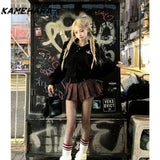 Dodobye Japanese Harajuku Street Black Hooded Bear Splicing Thick Top Shibuya Street Clothing Half Skirt Set Кастюмы Для Женщин