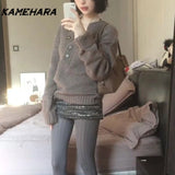 Dodobye Korean Commuting Outfit Two-piece Set Spring Semi Open Neck Knitted Sweater High Waisted Sequined Skirt Female Clothing