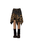 Dodobye Women's A-line Plaid Skirt Vintage Aesthetic Y2k Asymmetrical Skirt Harajuku Streetwear Emo Mini Skirt 2000s Clothes Summer 2025