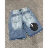 Dodobye 90s Streetwear Y2K Street Harajuku No. 8 Table Tennis Print loose denim shorts Gothic casual light blue shorts men and women high-waisted pants