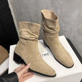 Dodobye 2025 New Pointed Toe Square Heel Solid Color Elegant Women's Shoes Fashion Casual Comfortable Wear-resistant Short Boots