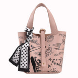 Dodobye Cartoon Print Silk Scarf Bucket Bag