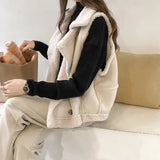 thanksgiving outfit Dodobye Autumn/Winter Loose-Fit Lamb Wool Vest Women's No-Sleeve Shoulder Vest Chamois Leather Fleece Jacket Cozy Comfortable Chinese St