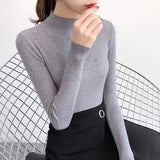 Dodobye Women Sweater Vintage Basic Solid Knitted Tops Casual Slim Pullover Korean Sweaters Simple Jumper Autumn Winter Mock Neck