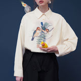 Dodobye A Bird-And-Flower Blouse Perched On A Treetop