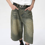 Dodobye American Style Denim Shorts High Street Straight Calf-Length Pants Summer Men Jeans New Fashion Men'S Clothing