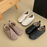 Dodobye 2024 New Women's Shoes One Kick Women's Flats Winter Round Toe Plush Fleece for Warmth Solid Flat Casual Comfortable Loafers