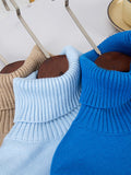 christmas outfit Dodobye High-Low Long Sleeves Solid Color Split-Joint High Neck Sweater Tops