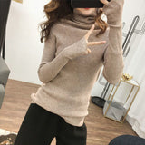 Dodobye Women Black Casual Sweater Turtleneck Fall Thermal Pullover Sweater Hollow Out Long Sleeve Warm Winter Knit Jumpers New