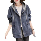 Dodobye Women's Denim Jacket 2025 New Spring Autumn Fashion Korean Long Sleeve Jeans Coat Casual Hooded Baseball Uniform Top Clothes