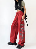 Dodobye Hip Hop Letter Y2k Sweatpants Women High Waist Vintage American Trousers Fall Harajuku Casual Lace Up Streetwear Bf Pants