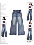 Dodobye 2025 Summer New Elegant Retro Y2k American Straight Outwear Denim Pants Women High-waist Causal 2000s Korean Fashion Jeans Chic